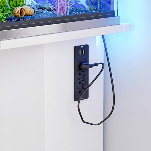 Modern 55-75 Gallon Fish Tank Stand with Power Outlet (4 AC 2 USB Ports), Heavy Duty Aquarium Stand with Cabinet Storage for Fish Tank, Turtle Tank, Reptile Terrarium, 1000LBS Capacity, White - color: White, size: 47x14x28 Inch