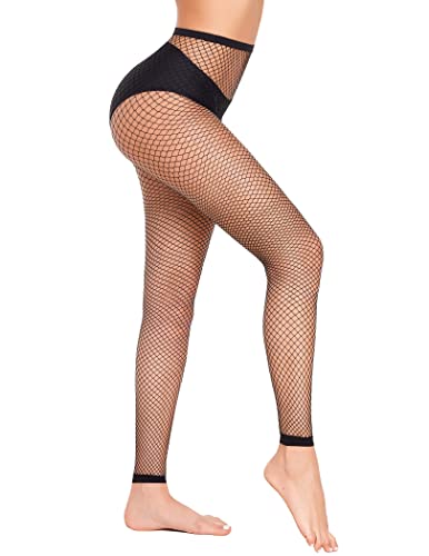 Avidlove Fishnet Stockings for Women Footless High Waist Fishnets Tight | Thigh High Stockings, Open Toe, High Stretch, Comfortable, Gothic Costume, Rave Outfits, for Cosplay, Halloween - color: Black-b3