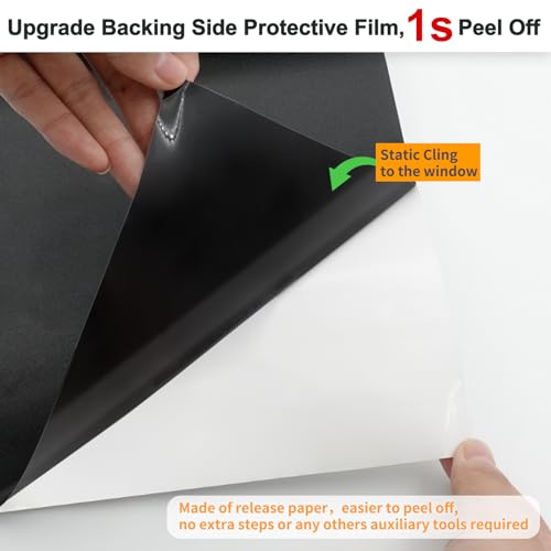 MAGIDEKOR Total Blackout Window Privacy Film with Installation Tools, 100% Light Blocking Heat Control Static Cling, Room Darkening Opaque - 17.5 Inch X 6.5 Feet - color: Total Blackout, size: 17.5 Inch X 6.5 Feet