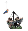 AWXZOM Aquarium Shipwreck Decoration + Little Diver Floating Fish Tank Decoration, Fish Tank Ornaments