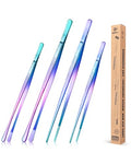 4 Pcs Fine Long Tweezer Tongs Professional Rainbow, 12'' and 10'' Stainless Steel for Kitchen, Food, Cooking, Repairing, Sea food and BBQ - color: Rainbow