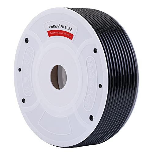 VerRich Pneumatic Tubing Pipe Pu Hose,Black 12mm OD x 8mm ID 80 Meters(262 FT) PU Air Hose Line Tube for Air Compressor Transfer - color: Black, size: OD12mm*ID8mm 262 FT (80 Meters)