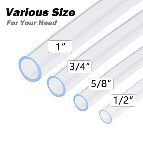 DAVCO 1" ID - 50 ft Clear Vinyl Tubing, Low Pressure Flexible PVC Tube, Heavy Duty UV Chemical Resistant Lightweight Plastic Vinyl Hose, BPA Free and Non Toxic, with 2 Stainless Clamps - size: 1"ID, style: 50 Feet