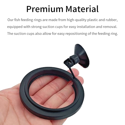 2Pcs Fish Feeding Rings Black Round Floating Food Feeder Circle with Suction Cup for Fishes Tank Aquarium Turtle Betta Goldfish Small Fish Feeding Accessories Floating Plant Duckweed Ring - color: Black, size: Round-2Pcs
