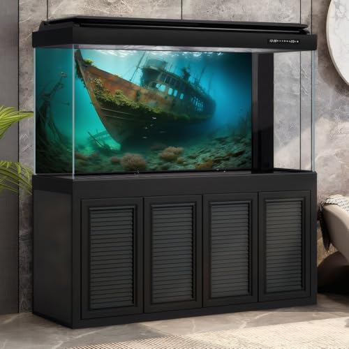 Underwater Shipwreck Aquarium Background Ocean Bottom Abandoned Ship Wreck Fish Tank Background Undersea Rusty Sunken Ship Terrarium Backgrounds Sunken Pirate Ship Reptile Tank Backgrounds 36x24in - color: Blue_Green, size: 36(W)x24(H)in