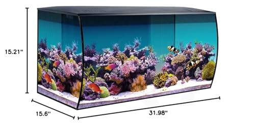 Fluval Flex 32.5 Marine Salt Water Aquarium Kit - Fish Tank for Fish, Coral & More - Comes with LED Lights, Filtration System & More - 32.5" x 15.75" x 15.35" - 123 L, 32.5 Gal. - Black