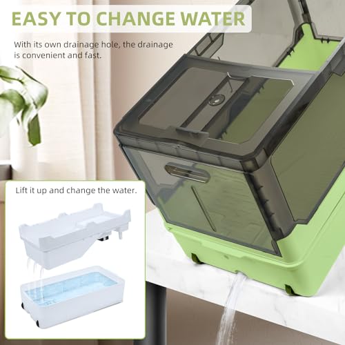 25.6x12.8x14.6 Turtle Tank Kit with Heat Lamp Filter and Wheels Aquatic Turtle Habitat and Aquarium for Small Turtles Hermit Crabs and Frogs Featuring Escape Proof Design and Easy Move Mobility - color: Green, size: 25.6x12.8x14.6 Inch