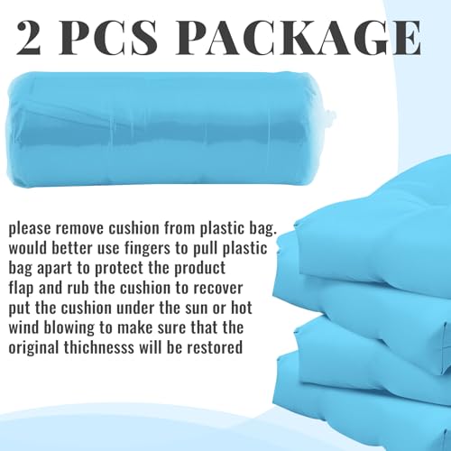 Geelin 2 Pcs Outdoor Patio Chair Cushion Thick High Back Adirondack Chair Cushion Tufted Weather & Fade Resistant Anti-Slip Outside Rocking Chairs Pads with Ties, 44 x 19 x 4 Inch (Light Blue) - color: Light Blue