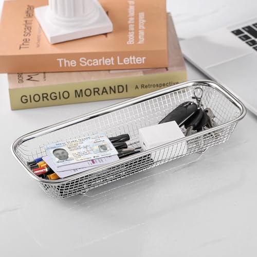 2Pack Stainless Steel Tumbler Cup Lid Organizer Inside Cabinet, Mason Jar Lid Holder, Rectangular Basket for Storage of Silverware, Chopsticks, straws and Utensils - style: SilverModern-2pack