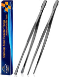 JETKONG 2 Pcs 14-Inch Food Tweezer Tongs Extra Long Stainless Steel Kitchen Tweezer Cooking Tweezers (Black) - color: Black, size: 14+14 Inch