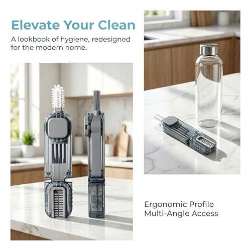 VIDONIO 4 in 1 Cup Lid Gap Cleaning Brush, Multifunctional Insulation Bottle Cleaning Tools, Mutipurpose Tiny Silicone Cup Holder Cleaner, Home Kitchen Cleaning Tools - style: 1Pc Grey