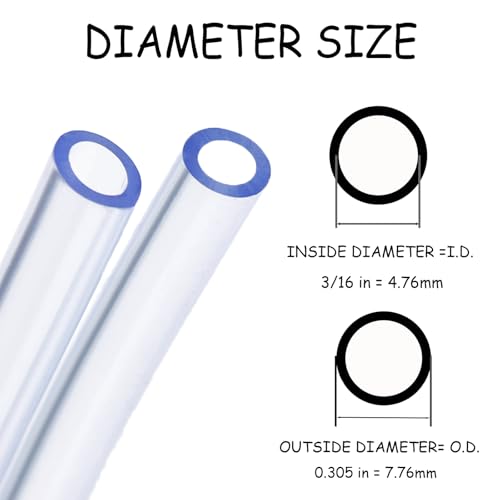 10 Feet PVC- 3/16" ID Clear Vinyl Tubing Food Grade Multipurpose Tube for Beer Line, Kegerator, Wine Making, Aquaponics, Air Hose - size: 3/16" ID, style: 10 Feet
