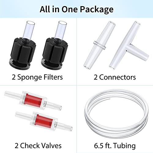 Uniclife Aquarium Air Pump Adjustable 4 LPM 2 Outlets Oxygen Pump with Accessories 100 Gallon Fish Tank