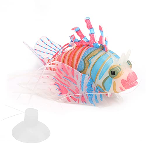 Zerodis Lifelike Silicone Artificial Glowing Fish, Fluorescent LED Simulation Fish with Suction Cup for Aquarium Tank Decoration (Pink Blue)