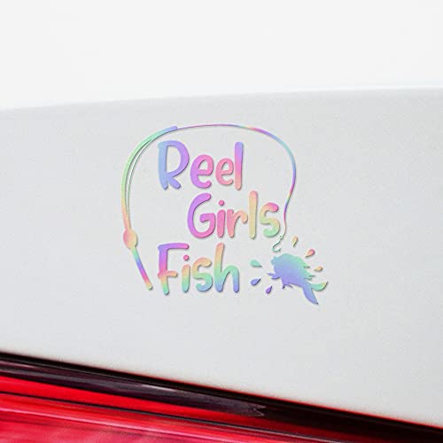 Decal Stickers of Girls Fish (Hologram) (Set of 2) Premium Waterproof Vinyl Decal Stickers for Laptop Smartphone Car Dirt Bike Wall Room Mason Jar Bathtub Door - Bicver1D44382How19Y24 - color: Hologram, size: 5.5'' x 4.8''