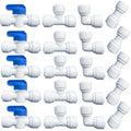 20 pcs Water Push to Connect Quick Connect Fittings 3/8" Tube OD for RO Water Reverse Osmosis System Water Tube Fitting (Ball Valve + Tee fitting + Union Connector+Elbow Connector) - style: 3/8 inch fitting kit(20)