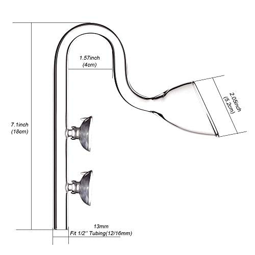 FZONE Aquatic Glass Lily Pipe Set with Lily Skimmer Inflow and Lily Outflow for Aquarium Filter 1/2''(12/16mm) Tubing