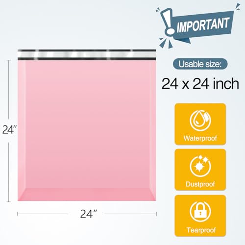 Famagic Poly Mailers, 50pc 24x24 Inch Shipping Bags, Opaque Packaging Bags for Small Business, Tearproof and Waterproof Chic Mailing Envelopes for Clothing Supplies, Self Seal Mailers Bags Light Pink - color: Light Pink, size: 24x24