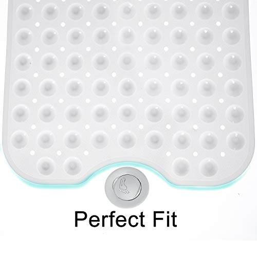 TEESHLY Bath Tub and Shower Mats, Non-Slip 39 x 16 Inch Extra Long Bathtub Mat, Machine Washable BathMat with Drain Holes, Suction Cups for Bathroom (Opaque White) - color: Opaque White