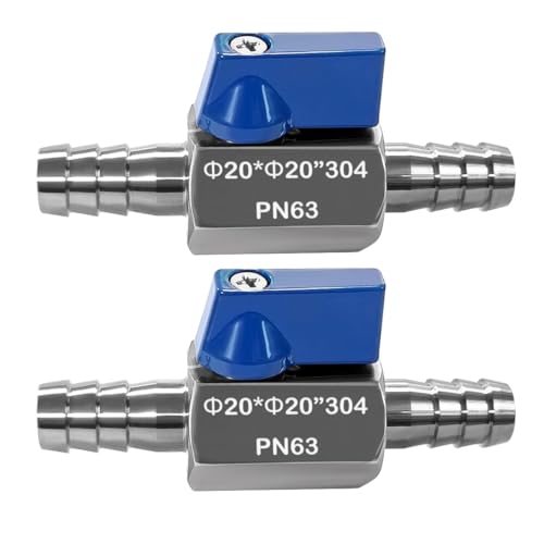 Beduan 2PCS 3/4" Hose ID Barb Ball Valve 304 Stainless Steel Mini Shut Off Valve for Water Gas Fuel Drip Irrigation and Aquariums - size: 3/4" Hose Barb