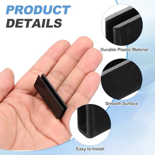 uxcell 24Pcs Plastic Glass Connector, 180 Degree Glass to Glass Clamp for 4mm Thick, Fixing Bracket Rimless Clip Holder for Aquarium Fish Tank Display Shelves, (4mm, Black) - size: 4mm