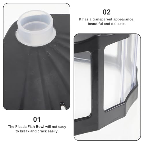 WOONEKY Mini Desktop Fish Bowl Aquarium with Lid, Portable Small Goldfish Tank, Plastic Betta Breeding Box for Turtle and Insect Housing