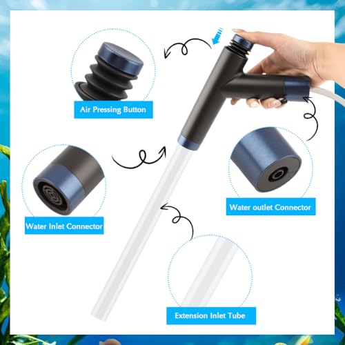 Fish Tank Aquarium Vacuum Gravel Cleaner, Fish Tank Cleaner Kit, Aquarium Siphon Pump Gravel Cleaners, Water Change & Wash Sand Aquariums Cleaning Tools(COLOR:White)