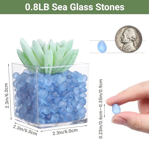 SUREAM 0.8 LB Aquarium Gravel, Smooth Sea Glass Pebbles for Crafts, Glass Stones for Vase Filler, Aquarium Turtle Tank, Flowerpot Decoration(Light Blue) - color: Light Blue
