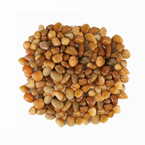 300 LBS River Rocks, StoneCreek, Decorative Garden Stones for Plant Landscaping, Polished Gravel Filler Pebbles for Home Decoration, Vases, Succulents, Flower Beds and Fish Tanks (Pale Yellow, Medium) - color: Pale Yellow, size: 300 LBS