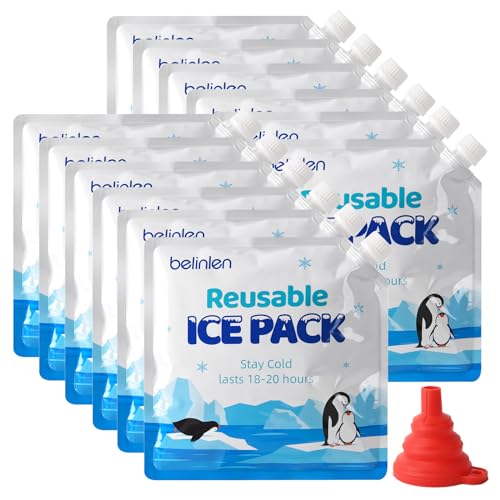 12 Pack 7x7 Inch / 10x10 InchReusable Long Lasting Ice Packs for Cooler, Reusable Ice Packs for Lunch Box, Lunch Bags for Beach, Fishing, Camping - size: 10x10in/12Pack