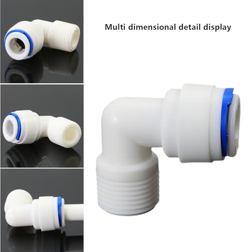 3/8"M Elbow to 3/8" Push-Fit for RO Water Filter, 5 Pcs | Male elbow push-fit for RO filters, beverage dispensers & water systems. Connects 3/8" male thread to 3/8" hose. Plastic. - style: 3/8" Male Thread to 3/8" Quick-Connect Elbow