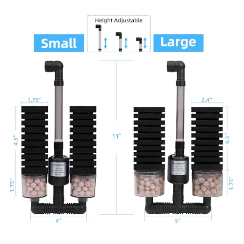 AQUANEAT Aquarium Electric Sponge Filter for Fish Tank, with Pump, with 2 Extra Sponges, Large up to 55Gal - size: Large