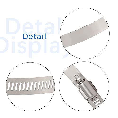 Quickun 10Pcs 4" Stainless Steel Hose Clamp Worm Gear Clamps Adjustable 3.3"-4.25"(84-108mm) Range, Fuel Line Clamp for Water Pipe, Hose Clips, Automative and Mechanical Application - size: 3.30"-4.25"