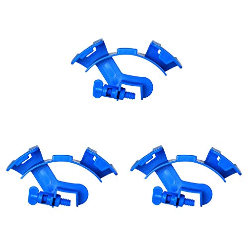 Aquarium Water Pipe Clamp Adjustable Water Hose Holder Plastic Water Tube Clamp Multifunctional Mounting Clip Blue Curved pipe clamp(3Pcs)