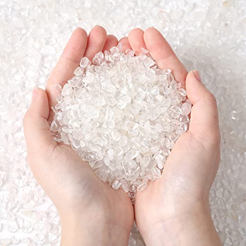 MAIBAOTA Natural Clear Quartz Crystal Rocks Chips Vase Filler Rocks for Succulent Plant Small Fish Tank Aquarium Gravel Decorative Pebbles Stones(200 gram) - color: White-clear Quartz, size: 0.45 Pound