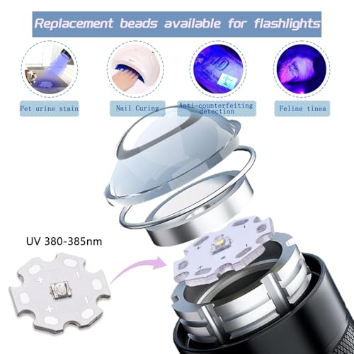 5Pcs 3W UV Flexible Blacklight Fixtures 3535 SMD High Power LED Chip with Aluminum Plate 20mm Star PCB Base Heat Sink Led Chip Replacement(120deg,Ultraviolet 380nm-385nm,DC 3.4-3.6V,700mA) - color: Purple380-385nm
