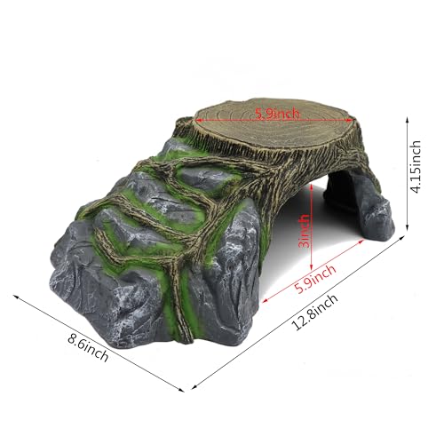 Extra Large Resin Reptile Hideouts Cave Habitat Decor for Reptiles, Amphibians, Fish Tanks and Gecko, Leopard