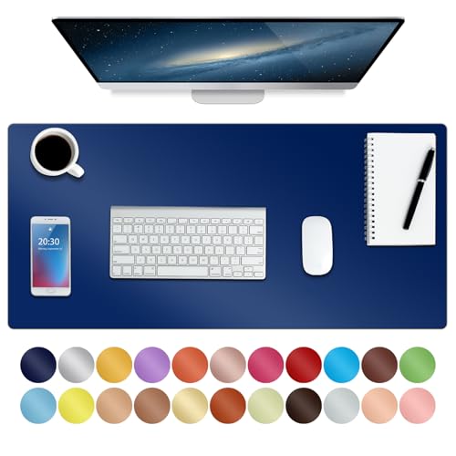 Boutilon Leather Desk Pad Protector,Non-Slip Mouse Pad,Laptop Desk Pad,Office Mouse Mat,Waterproof Leather Desk Blotter,Desk Writing Pad for Office and Home (S-Navy,24"x 14") - color: Navy, size: S 24" x 14"