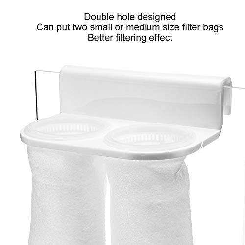 Pssopp Aquarium Filter Bag Bracket, Easy to Install Convenient Design Fish Double Hole Filter Socks Holder Acrylic Filter Bag Support (White)