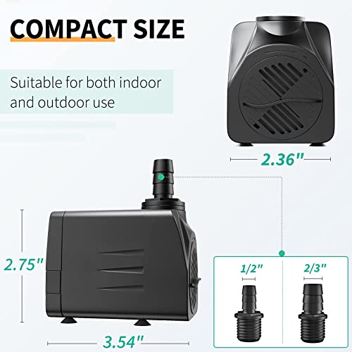 Uniclife UL400 Submersible Water Pump, 400 GPH Aquarium/Hydroponic/Fish Tank/Fountain/Pond/Statuary with 6' UL Listed Power Cord - size: 400 GPH