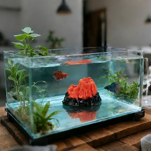 Aquarium Decorations Cave Fish Tank Accessories Volcano Decor (Small)