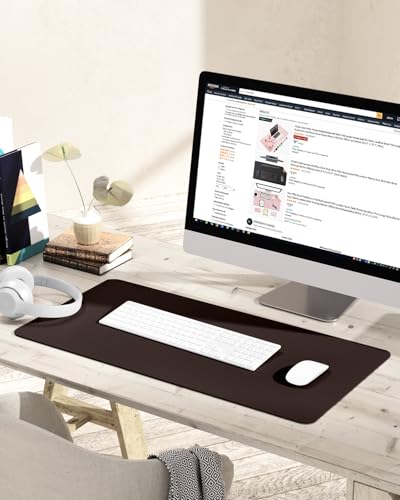 YSAGi Non-Slip Leather Desk Pad, Waterproof Laptop Computer Desk Keyboard Mat, Table Protector Blotter Mat, Large Mouse Pad for Office/Work/Home/Decor(Dark Brown, 31.5" x 15.7") - color: Dark Brown, size: 31.5" x 15.7"