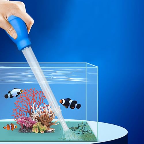 Manual Water Changer, Aquarium Gravel Cleaning, Versatile Compact Fish Food Dispenser, Maintenance and Aquarium Cleaner, Waste Remover, Blue - color: blue