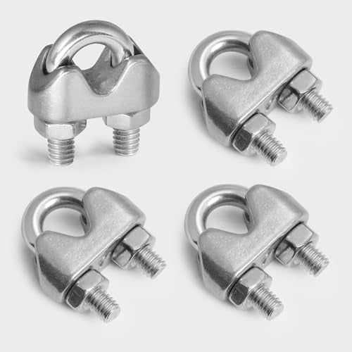 12pcs M4 Wire Rope Clamp, 5/32 inch Cable Clamps Stainless Steel Wire Rope Clips - size: M4