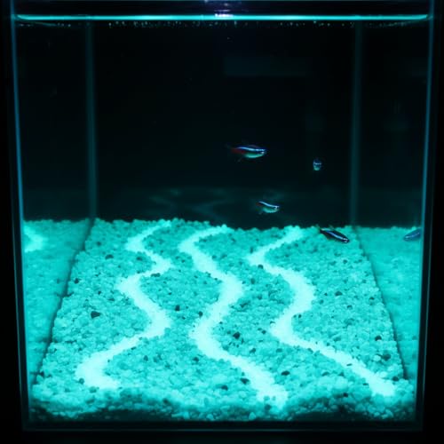 Shiny Stone Glow in Dark Aquarium Gravel Sand, 3-5mm, Blue Green | Neon, 305g/0.67lbs, For Fish Tank, For Fairy Garden, Decorative Rocks - color: Blue Green, size: 3-5mm