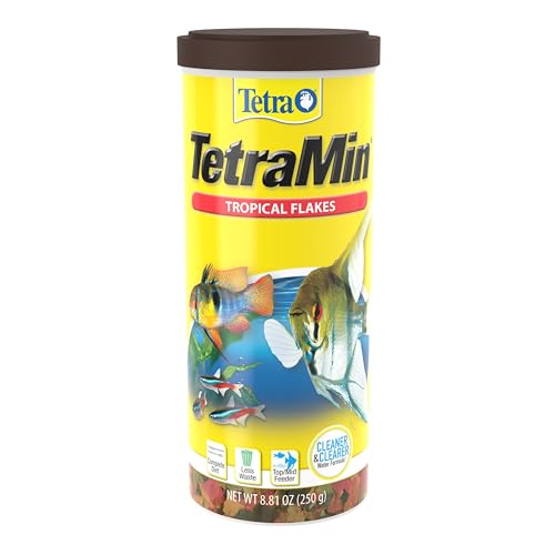 TetraMin® Tropical Flakes Nutritionally Balanced Diet for Tropical Aquarium Fish, Fish Food for Tropical Fish, 8.81 Ounces - size: 8.81 Ounce (Pack of 1)