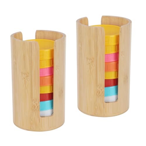 2 PCS Mason Jar Lid Organizer Vertical Mason Jar Lid Storage Bamboo Tumbler Lid Holder Cup Lid Organizer Suitable for Mason Lids/Canning Lids/Bamboo Lids Mason Jar Accessories (2 Wide) - size: 2 Wide