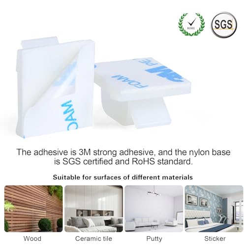 XHF 5/8” Adhesive Cord Clips White 60PCS, Outdoor Christmas Light Clips, Cable Management Staples for Under Desk, Car, Wall, TV, PC, Ethernet - color: White, size: 5/8"-60PCS