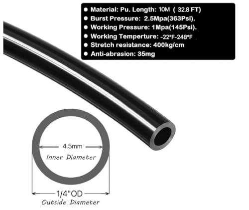 ECOVERVE PU Airline Tubing with Push-to-Connect Fittings, Compressor Tube Repair Kit for Pneumatic Tools, Air Compressors, Automobiles 1/4''OD with Connectors - style: 1/4''OD with Connectors