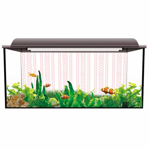 Pink Botanical Aquarium Background 16x24 Inch Self-Adhesive Fish Tank Decorations, Modern Farmhouse Striped Decorative Fish Tank Background Polyester Aquarium Decor Poster - color: Pink, White, Blush, size: 16x24in